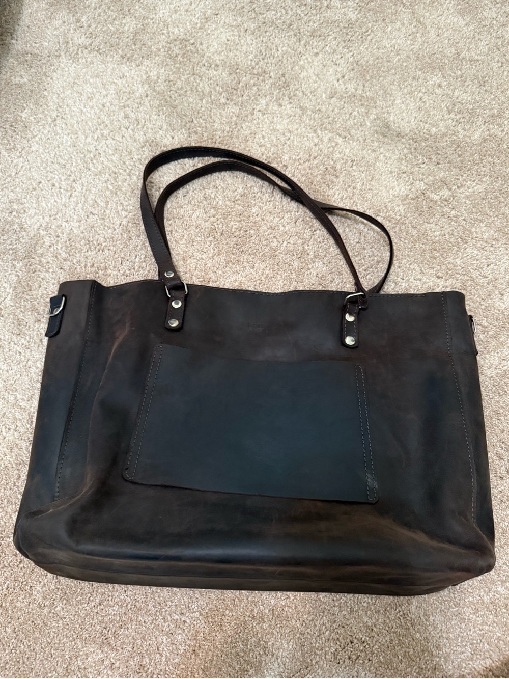 Classic Espresso Distressed Leather Tote Bag